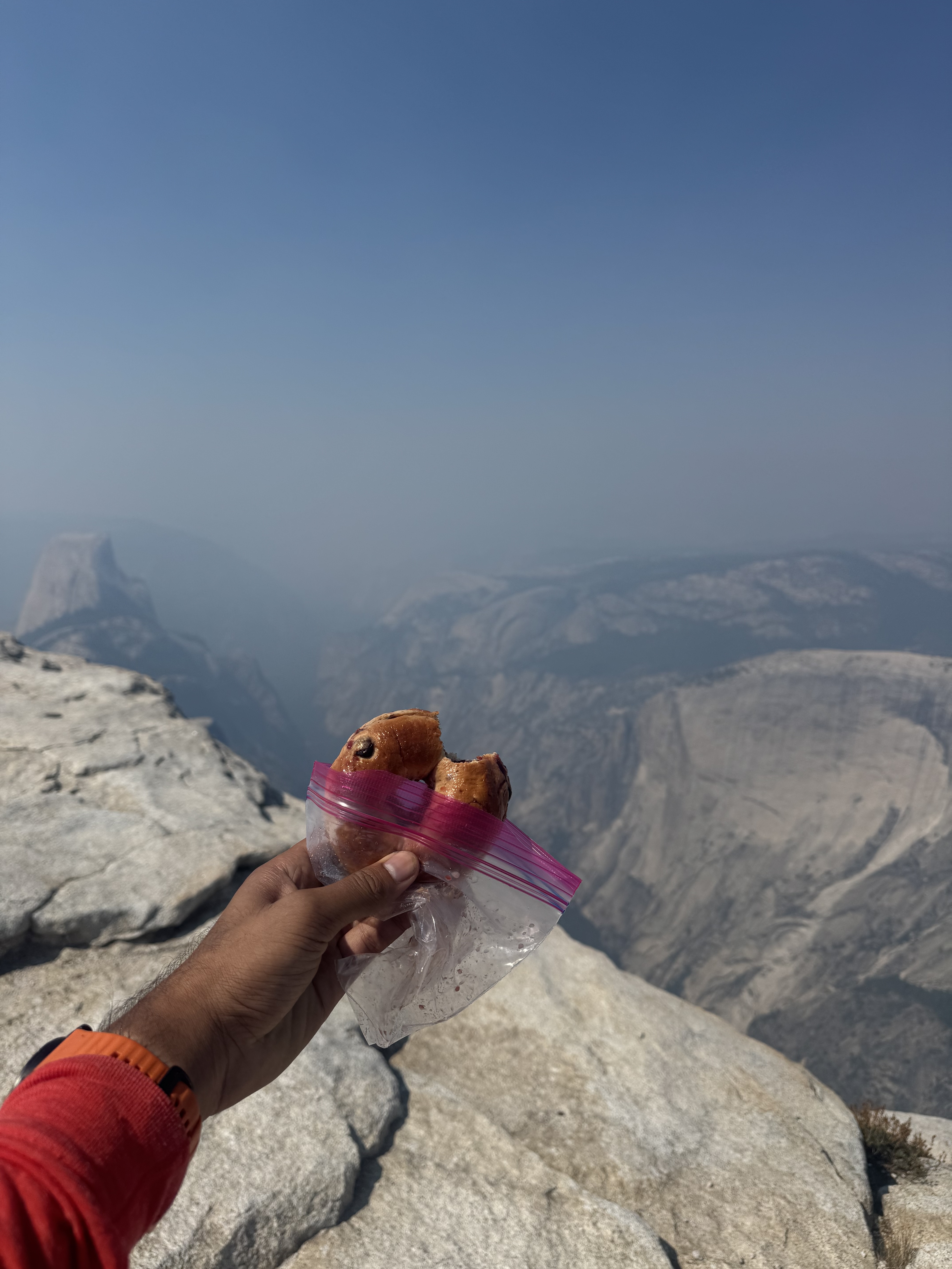 Bagel on a granite overlook