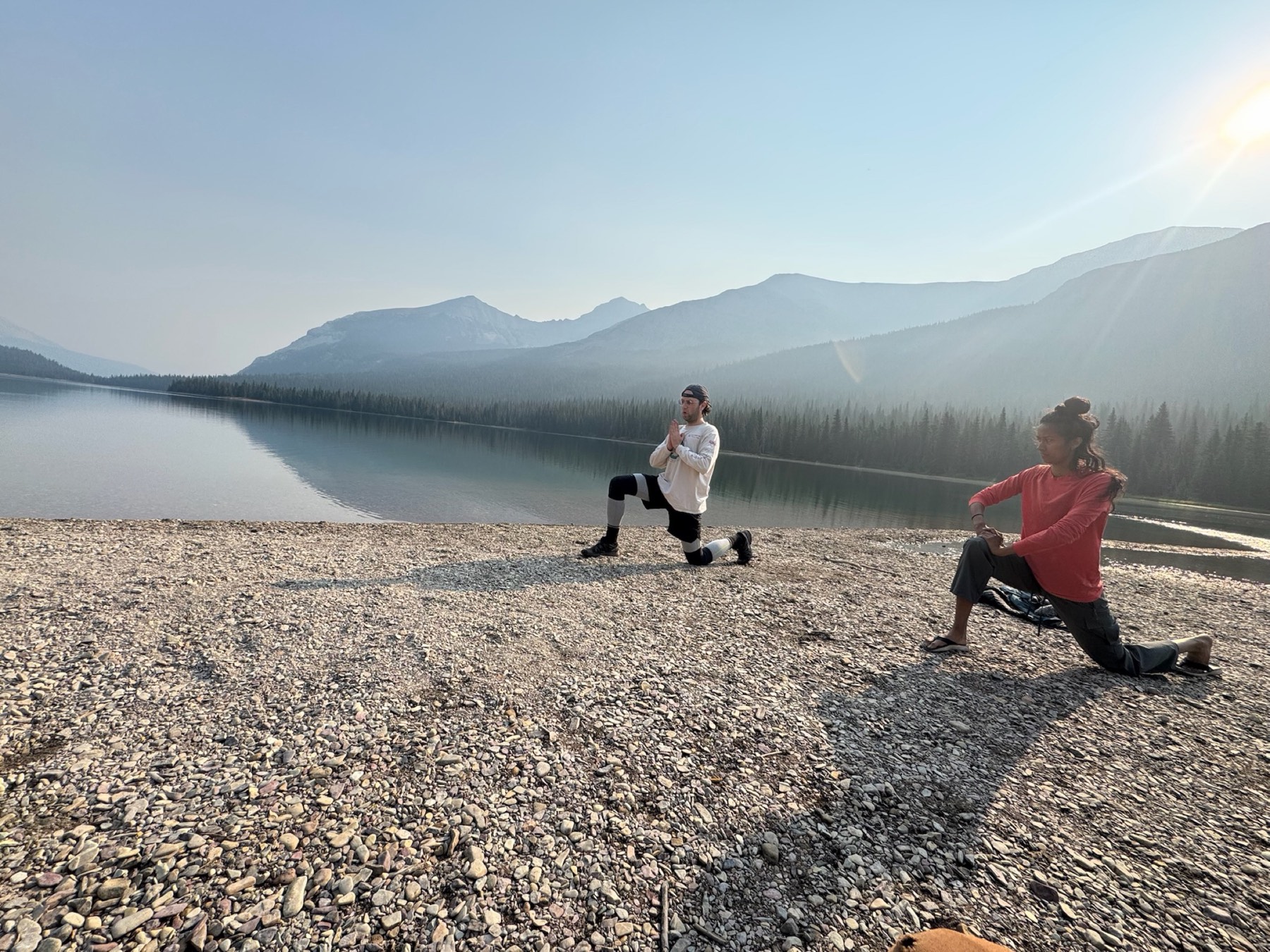 Lakeside morning yoga led by RW