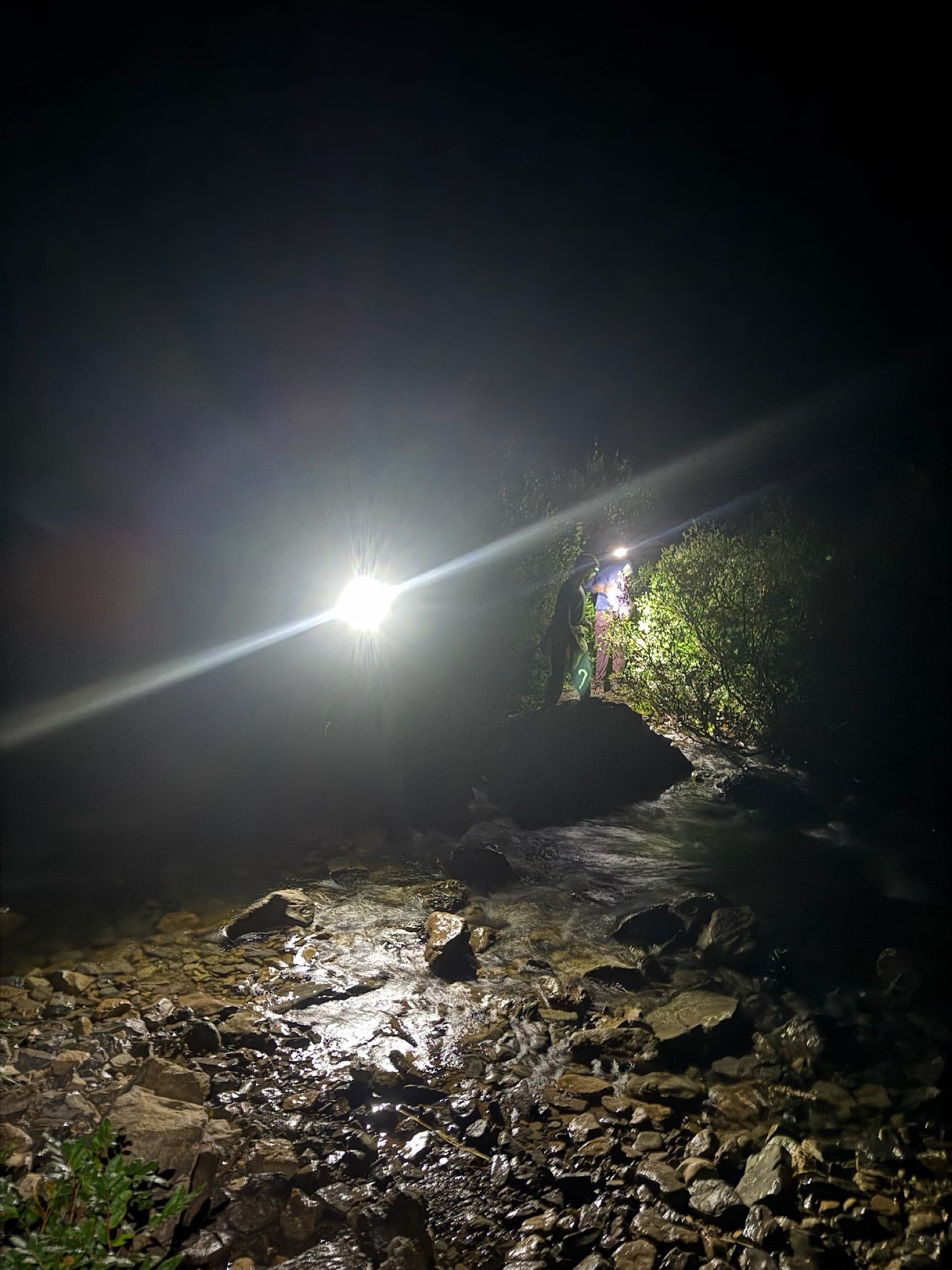 A pre-dawn river crossing on the way toward Mount Cleveland