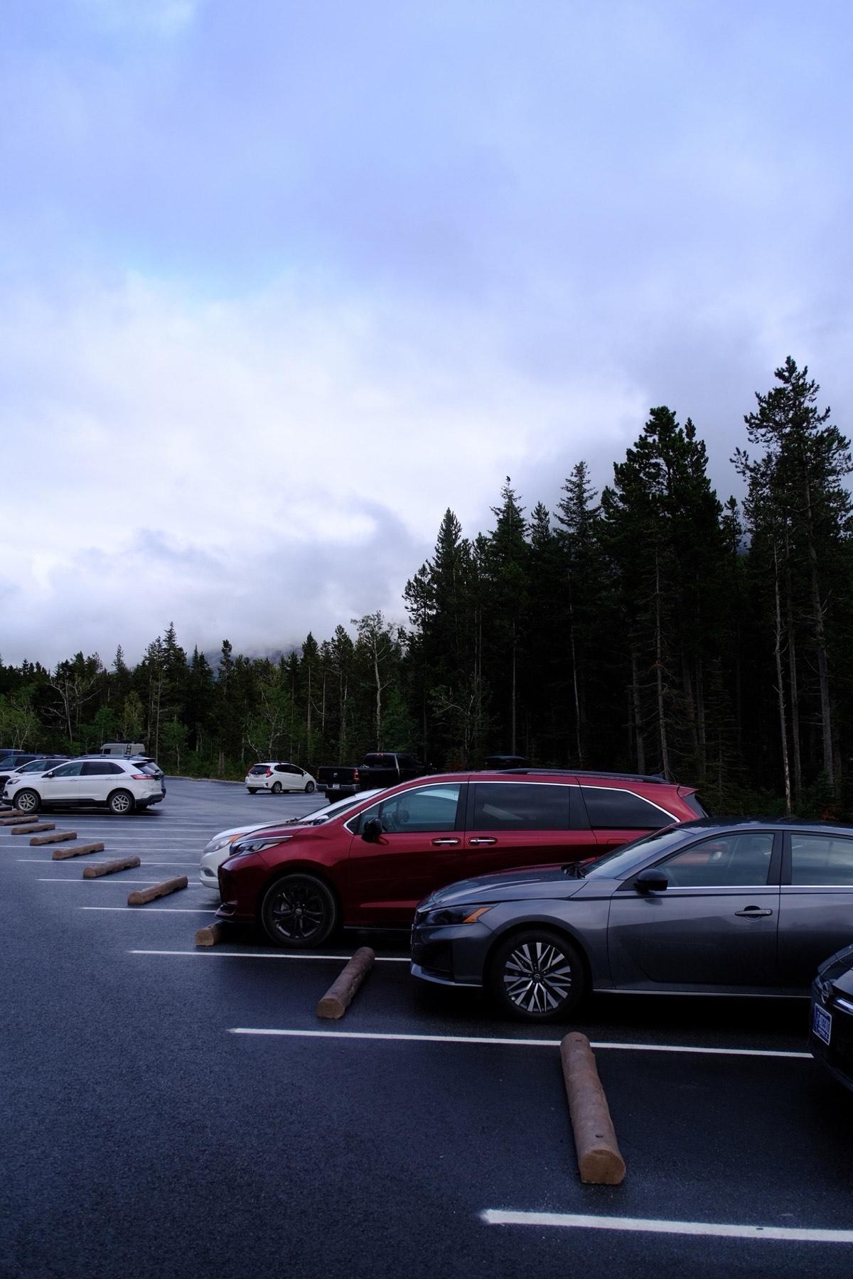 Our cars in the Many Glacier parking lot at the end of the hike